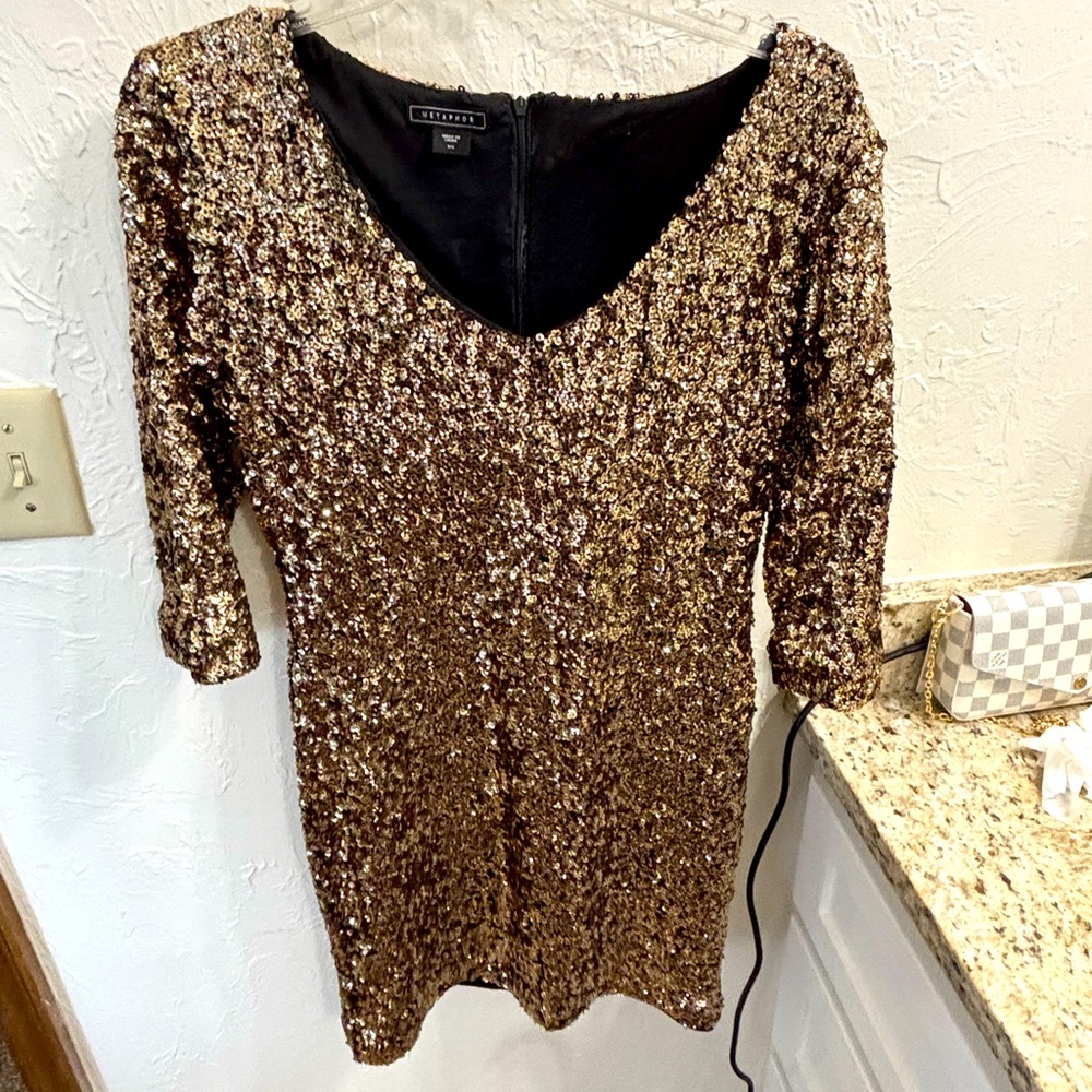 Gold mini dress